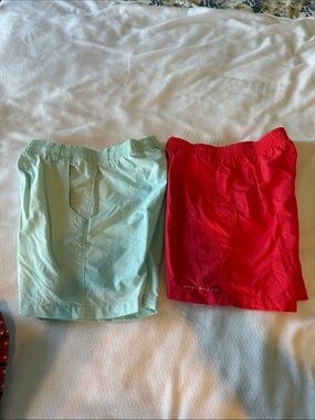Columbia Kids Swim Trunks in Mint Green and Red